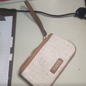 Rossetti Cream and Tan Women's Wristlet EUC